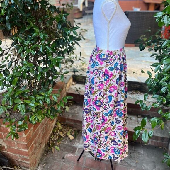 VINTAGE HAND TAILORED PAISLEY BOHO FLORAL MOTIF MAXI LENGTH SKIRT SMALL - Picture 11 of 15